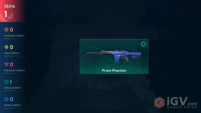 EU | 1 Skin | Bronze 1 | Level 34 | VP Value: 1275 | Prism Phantom | Agent 4 | Card 25 | Buddies 23 | Full Access Instant Delivery | Full Detail