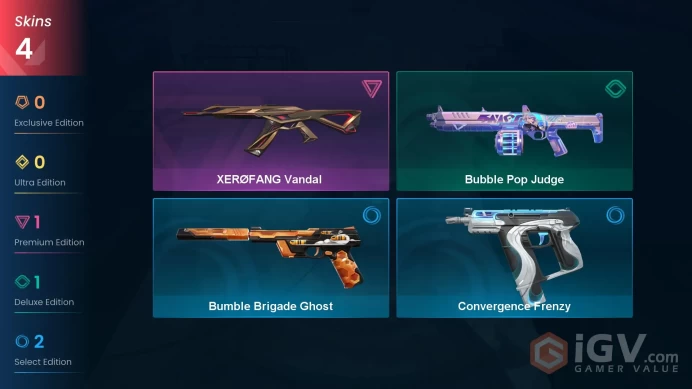 EU | 4 Skins | Iron | Level 20 | RP 25 | XERØFANG Vandal | Convergence Frenzy | 7 Buddies |