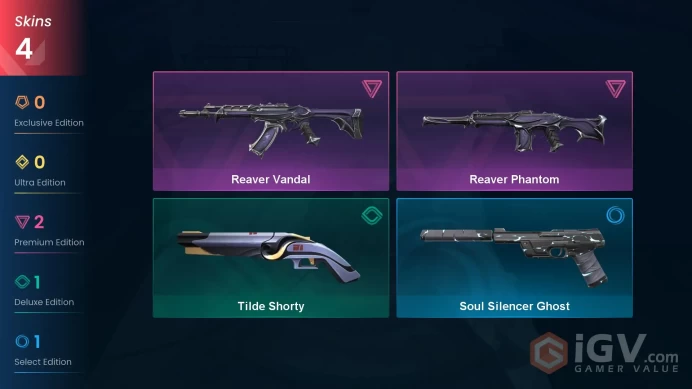 EU | 4 Skins | Bronze | Reaver Phantom | Reaver Vandal | Level 54 | Agents 8 | Buddies 22 |