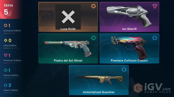 EU | 5 Skins| Silver | Ion Sheriff | Luxe Knife| Piedra del Sol Ghost | 1 Battlepasses | Agent 2| Buddies 10|