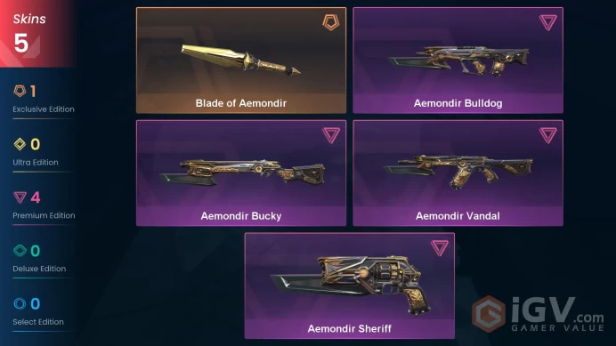 EU | 5 Skins | Diamond 1 | Level 30 | VP Value 10650 | Aemondir Bundle | Buddies 39 |