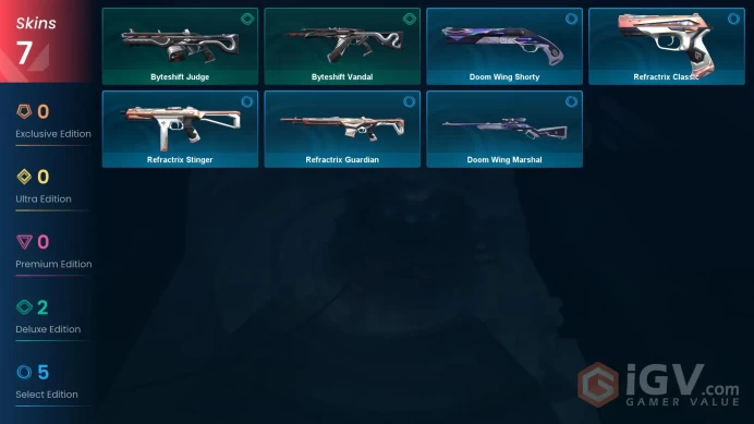 EU | 7 Skins | Bronze | Buddies 23| Level 22 | Doom Wing Shorty | Byteshift Vandal| 1 Battlepasses Purchase|
