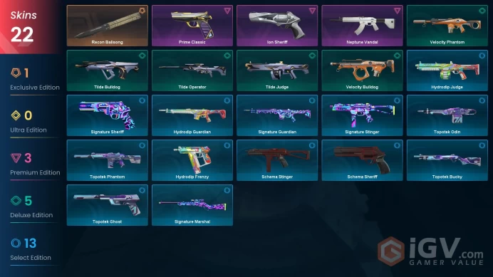EU | 22 Skins | Platinum |  Battlepasses 2 | Recon Balisong | Neptune Vandal | Level 37 | Buddies 41 | Full Access | Instant Delivery | Full Det