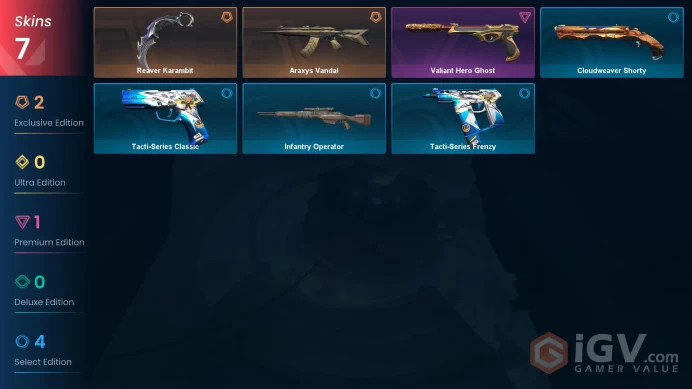 EU | 7 Skins | Level 21 | RFR  | Reaver Karambit | Araxys Vandal | 1 Battlepasses Purchase | 