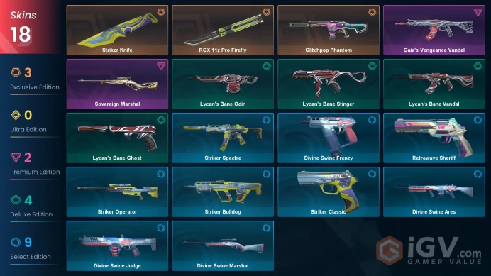 EU | 18 Skins | Bronze | Battlepasses 1 | RGX 11z Pro Firefly | Gaia's Vengeance Vandal | Buddies 63 | Full Access | Instant Delivery | Full De