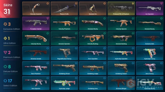EU | 31 Skins | Platinum 3 | Reaver Knife | Velocity Karambit | Buddies 83 | 2 Battlepasses Purchase | Full Access | Full Details Below!