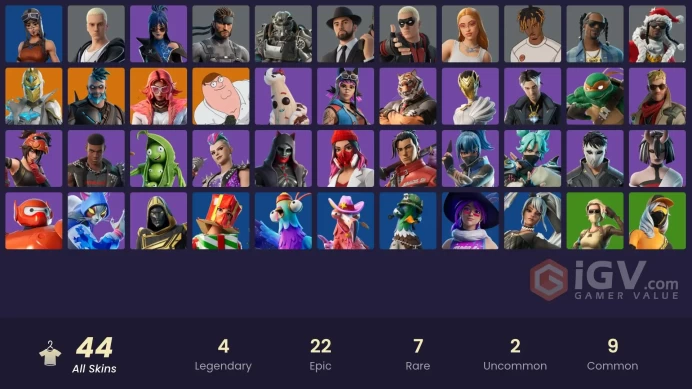  PC/PSN  44 SKINS  Valeria  Omegarok  Spectra Knight  Peter Griffin  Rust  Kendo  250 VBUCKS  FOkdP 