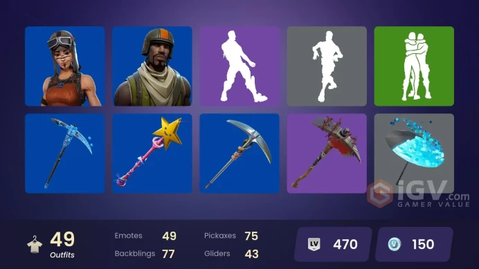  PC  49 SKINS  Yulejacket  Durrr Taisho  Santa Dogg  Shadow Blade Hope  Ayla Winn  150 VBUCKS  FR7Mr 