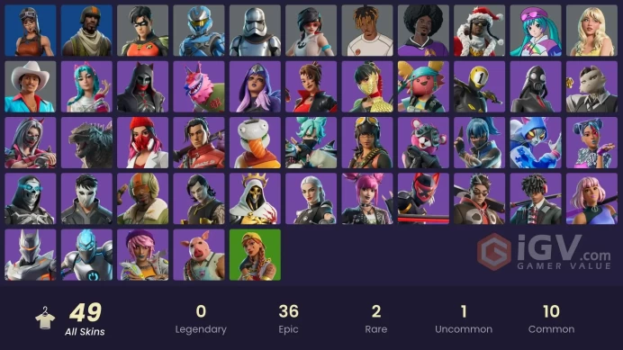  PC  49 SKINS  Yulejacket  Durrr Taisho  Santa Dogg  Shadow Blade Hope  Ayla Winn  150 VBUCKS  FR7Mr 