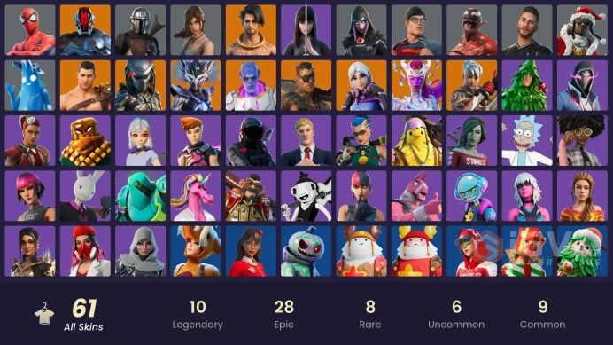  PC  61 SKINS  Spire Assassin  Predator  Mandalorian  Ronin  Raz  Kymera  400 VBUCKS  FQ7xv 