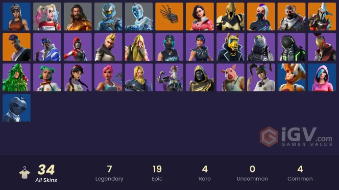  PC  34 SKINS  Sentinel  Fade  Eternal Knight  The Scientist  Catalyst  Rox  400 VBUCKS  FP683 