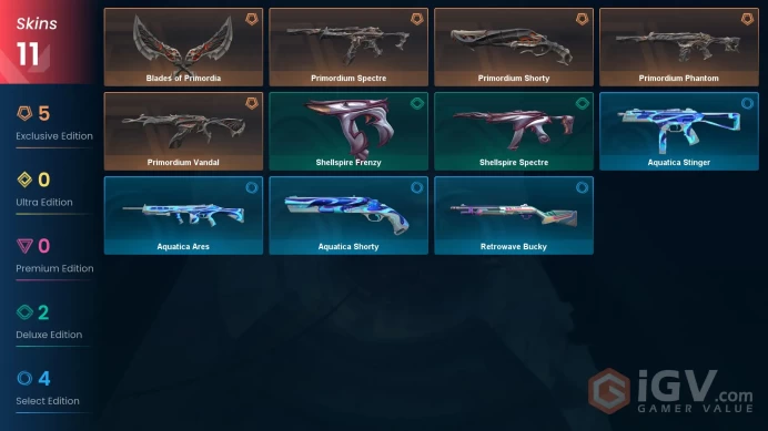 EU | 11 Skins | Gold | Level 23 | VP Value 14050 | Primordium Bundle | Blades of Primordia | Full Access | Instant Delivery | Full Details Below
