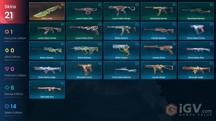 EU | 21 Skins | Silver | Battlepasses 2 | Lycan's Bane Vandal | Agents 11 | Level 51 | Buddies 56 |