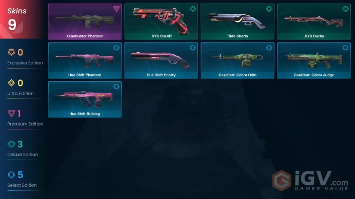 EU | 9 Skins| Ascendant | Level 42 | Xenohunter Phantom | Agents 8 | Buddies 39 | 1 Battlepasses Purchase |