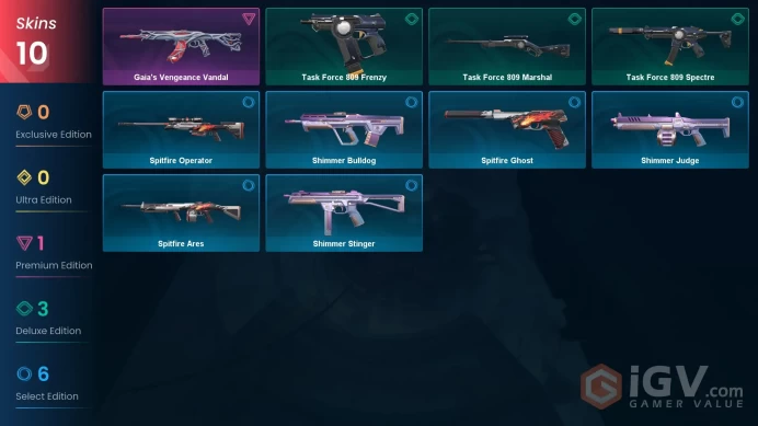 EU | 10 Skins | Gold | Gaia's Vengeance Vandal | Level 32 | 1 Battlepasses | Buddies 25 |