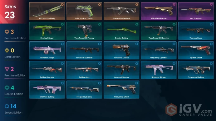 EU | 23 skins | Ascendant 2 | Level 39 | VP Value: 14400 | RGX 11z Pro Firefly | ChronoVoid Vandal | RGX 11z Pro Classic | Buddies 41 | Full Det