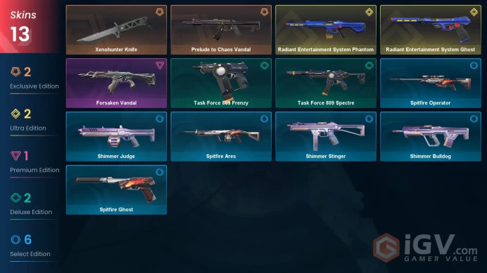 EU | 14 skins | Platinum 2 | Level 61 | VP Value: 14450 | Radiant Entertainment System Phantom | Xenohunter Knife| Buddies 65 | Full Details Bel