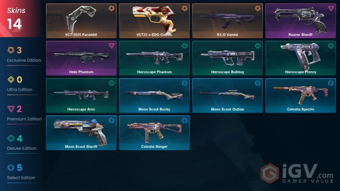 EU | 14 Skins | Silver 2 | Level 41 | EX.O Vandal | VCT 2025 Karambit |1 Battlepasses Purchase  | Full Access | Instant Delivery | Full Details 