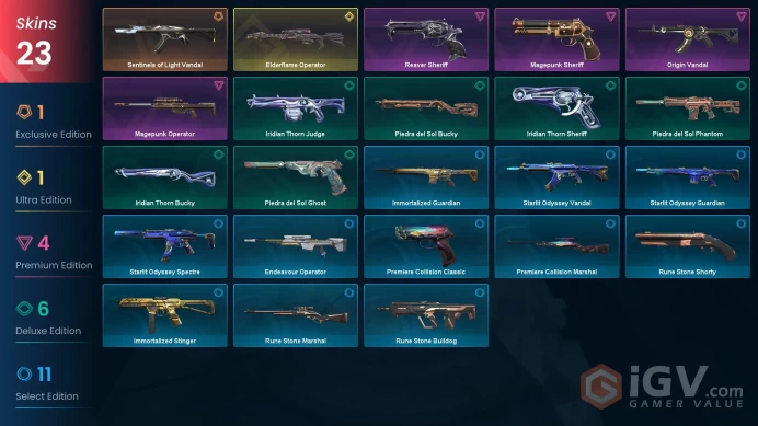EU | 23 skins | Diamond 2 | Level 70 | VP Value: 14625 | Elderflame Operator | Sentinels of Light Vandal | Magepunk Operator | Buddies 78 | Full