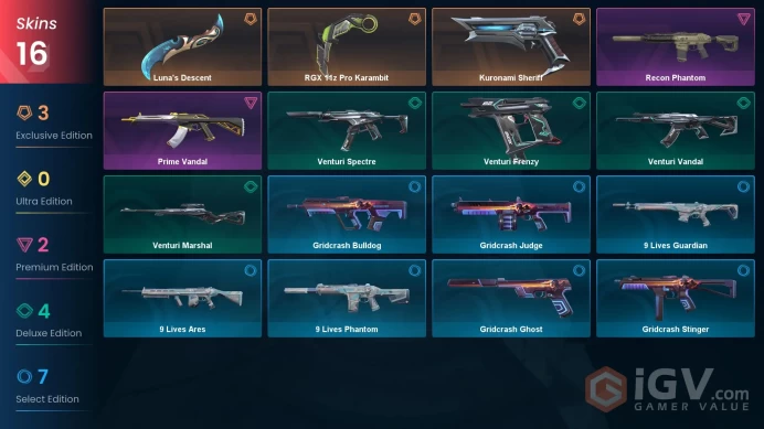 EU | 16 skins | Gold 2 | Level 67 | VP Value: 14825 | RGX 11z Pro Karambit | Luna's Descent | Kuronami Sheriff | Buddies 75 | Full Details Below