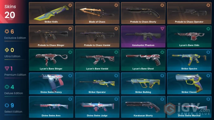 EU | 20 skins | Gold 2 | Level 67 | VP Value: 15825 | Blade of Chaos | Prelude to Chaos Bundle | Striker Knife | Buddies 60 | Full Details Below