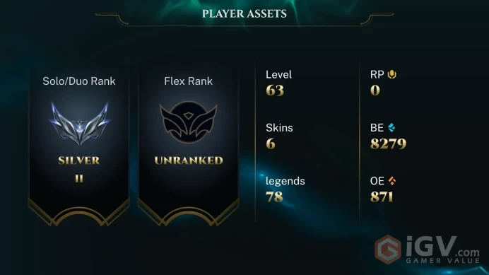  SG  7 SKINS  SILVER 2  78 CHAMPIONS  63 LEVEL  INSTANT DELIVERY  FULL ACCESS  EZWck 