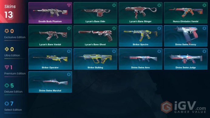 EU | 13 Skins| Gold | 2 Battlepasses | Doodle Buds Phantom | Nunca Olvidados Vandal | Buddies 27 | Level 29 | 