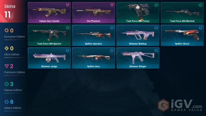 EU | 11 Skins | Silver | Level 45| Valiant Hero Vandal | Oni Phantom | 1 Battlepasses Purchase |