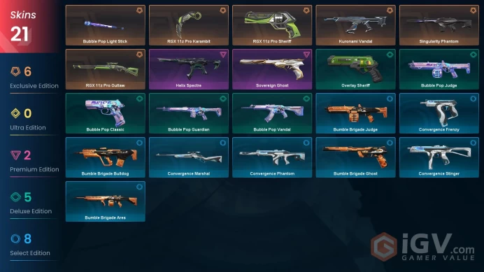 EU | 21 Skins | Gold | Level 53 | VP Value 17800 | RGX 11z Pro Karambit | Kuronami Vandal | Singularity Phantom | 1 Battlepass | Full Details Be