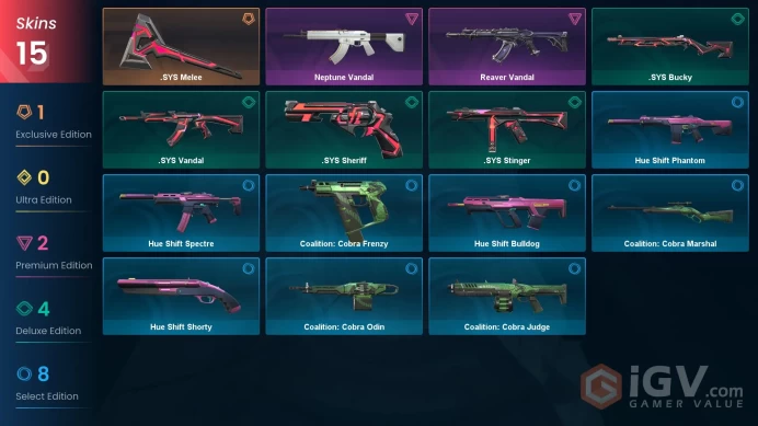 EU | 15 Skins | Ascendant | Battlepasses 1 | Neptune Vandal | Reaver Vandal | Level 44 | Buddies 49 |