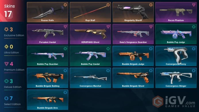 EU | 17 Skins | Ascendant | Level 36 | VP Value 18175 | Ruyi Staff|  Reaver Knife |1 Battlepasses Purchase | |Singularity Sheriff | Full Details