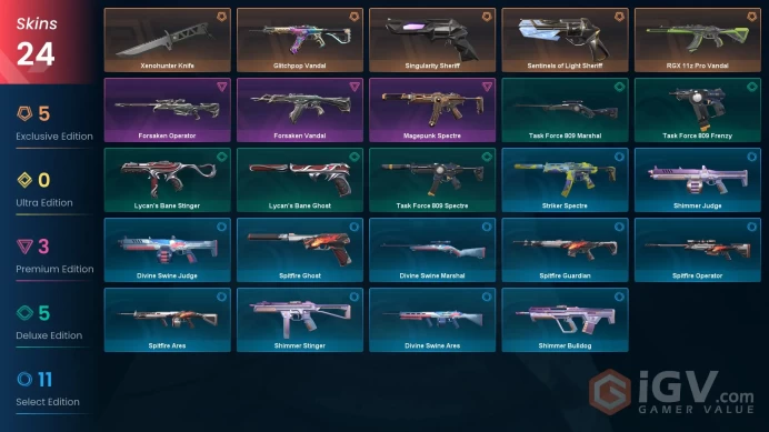 EU | 24 Skins | Diamond 2| Level 31| Buddies 41| Xenohunter Knife | Glitchpop Vandal| 2 Battlepasses Purchase | Full Access | Full Details Below