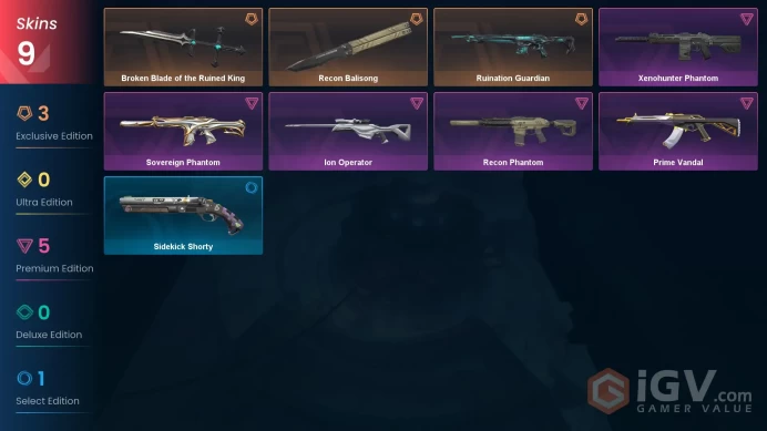 EU | 9 Skins | Diamond 1| Level 78 | Buddies 74 | Broken Blade of the Ruined King | Recon Balisong | Ruination Guardian| Full Access | Full Deta