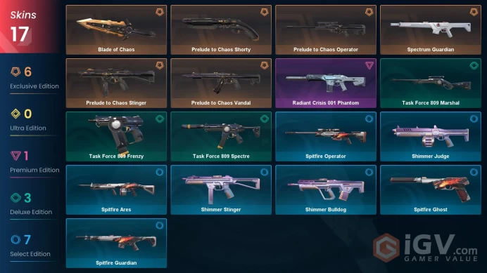 EU | 17 Skins | Platinum  | Level 45 | 1 Battlepasse Purchase| Buddies 40 | Prelude  Bundle | Spectrum Guardian | Full Access | Full Details Bel