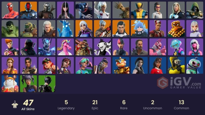 [PSN/PC/Xbox] 47 skins | Spider-Man | Geralt of Rivia | The Ageless | Torin | The Foundation | Nezumi | Ronin | Mandalorian | Storm | Venom | 10