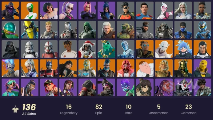 [PSN/PC/Xbox] 136 skins | Reaper | Backlash | Geralt of Rivia | Peter Griffin | Cobalt Snowfoot | The Ageless | Mizuki | Raven | Omegarok | 400 