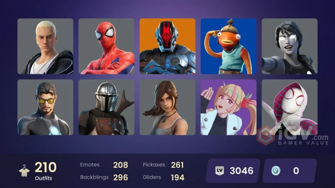 [PSN/PC/Xbox]  210 skins | Fishstick | Shooting Starstaff | Nyanja | Jonesy The First | MJ (No Way Home) | Eren Jaeger | Gale | 0 VB