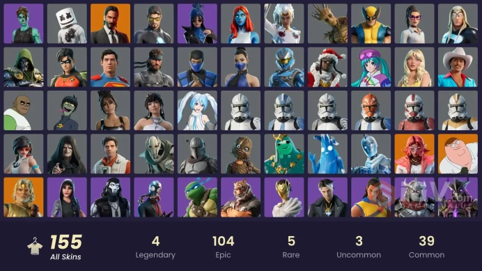 [PSN/PC/Xbox] 156 skins | John Wick | Peter Griffin | Take The Elf | Grind | Clutch | Zeus | Valeria | Poseidon | Mandalorian Warrior | 0 VB