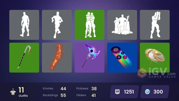 [PSN/PC/Xbox] 11 skins | Polar Peely | Chrome Punk | Krisabelle | Winterfest Bushranger | Underworld Desdemona | Gold Blooded Ace | 300 VB