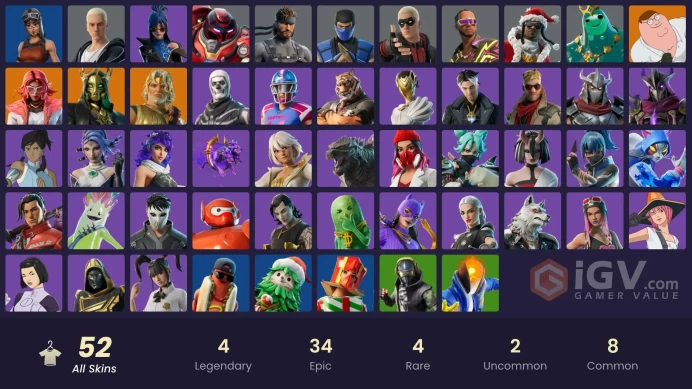 [PSN/PC/Xbox] 52 skins | Peter Griffin | Renegade Raider | Hades | Zeus | Valeria | Poseidon | Iron Man Zero | Sub-Zero (MK3) | Solid Snake | 10