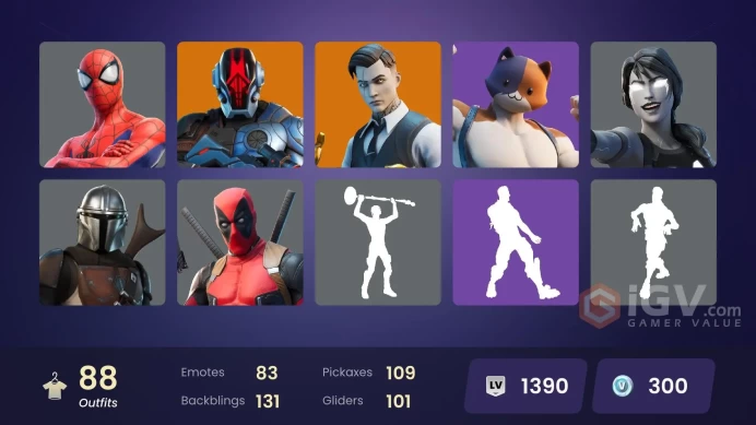 [PSN/PC/Xbox] 88 skins | Monarch | Spider-Man | Meowscles | Gold Brutus | Gold Midas | Ronin | Fade | Gear Specialist Maya | The Imagined | 300 