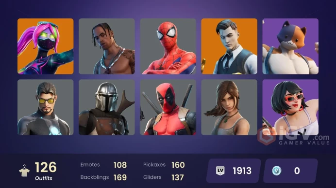 [PSN/PC/Xbox] 126 skins | OG STW | Travis Scott | Lara Croft | Reaper | Spider-Man | Gold Brutus | Gold Midas | Gold Meowscles | Tart Tycoon | 0