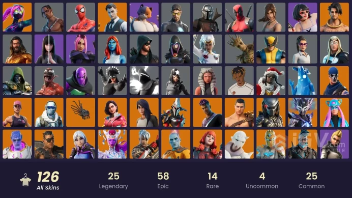 [PSN/PC/Xbox] 126 skins | OG STW | Travis Scott | Lara Croft | Reaper | Spider-Man | Gold Brutus | Gold Midas | Gold Meowscles | Tart Tycoon | 0