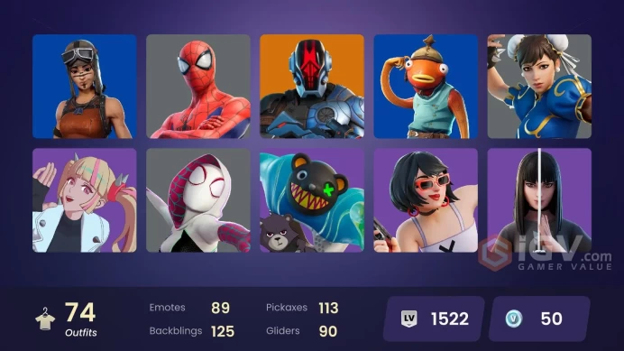 [PSN/PC/Xbox] 74 skins | Reaper | Joltara | Chun-Li | Sakura | Spider-Man | Spider-Gwen | Renegade Raider | Ronin | The Imagined | 50 VB
