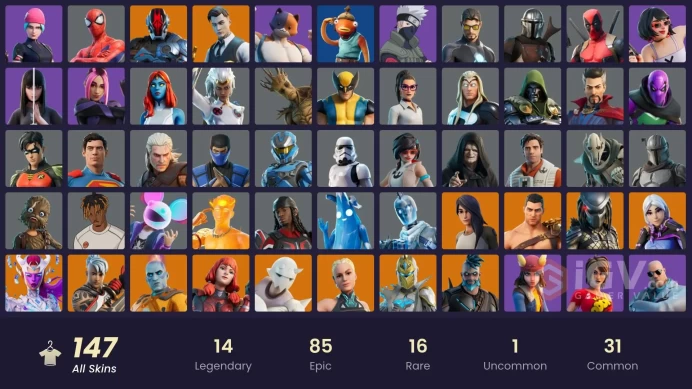 [PSN/PC/Xbox] 147 skins | Wildcat | Spider-Man | Midas | Meowscles | Geralt of Rivia | Trilogy | Cobalt Snowfoot | Point Patroller | 0 VB