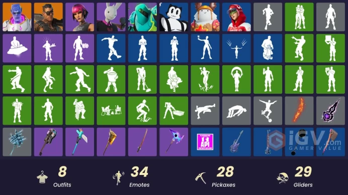 [PSN/PC/Xbox] 8 skins | Joey | Kymera | Sunny | Zyg | Guggimon | Sled Ready Guff | Toon Meowscles | Arctic Adeline | Datafiber Chargepack | 200 