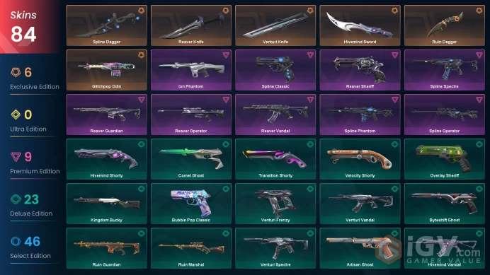 [ASIA] STACKED ACC | 70+ Skins | 5 Knives | Reaver Vandal / Ion Phantom / Reaver Knife | LVL 474