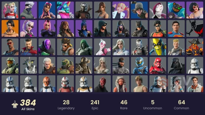 [PC/PSN/XBOX] 376 skins | Master Chief (Matte Black) | Naruto Uzumaki | Leviathan Axe | Lara Croft | 650 VB