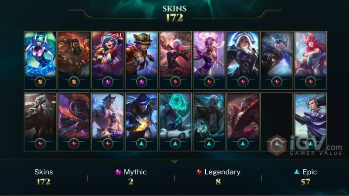 LAS - UNRANKED - LAST SEASON PLATIN - 172 CHAMP - 172 PERFECT SKINS - 116K BE - HONOR 5 - S1 ACC - HANDMADE - FULL ACCES - SAFETY - CHEAP