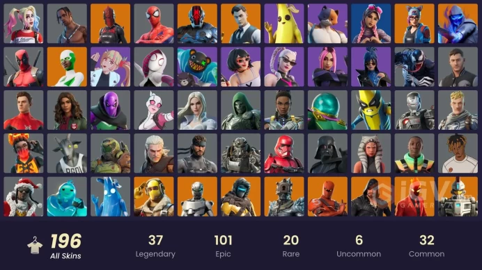 PC/PSN/Xbox/Nintendo 196 skins Travis Scott | Eon | Renee | Andre | Gold Brutus | Gold Midas | Era | Sentinel | Spectra Knight | Red Knight | Ul